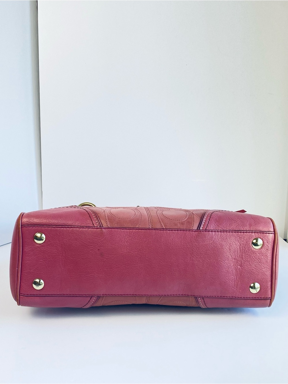 Coach Rare Rose Pink Y2K Embossed Hampton Shoulder Bag - Picture 7 of 13